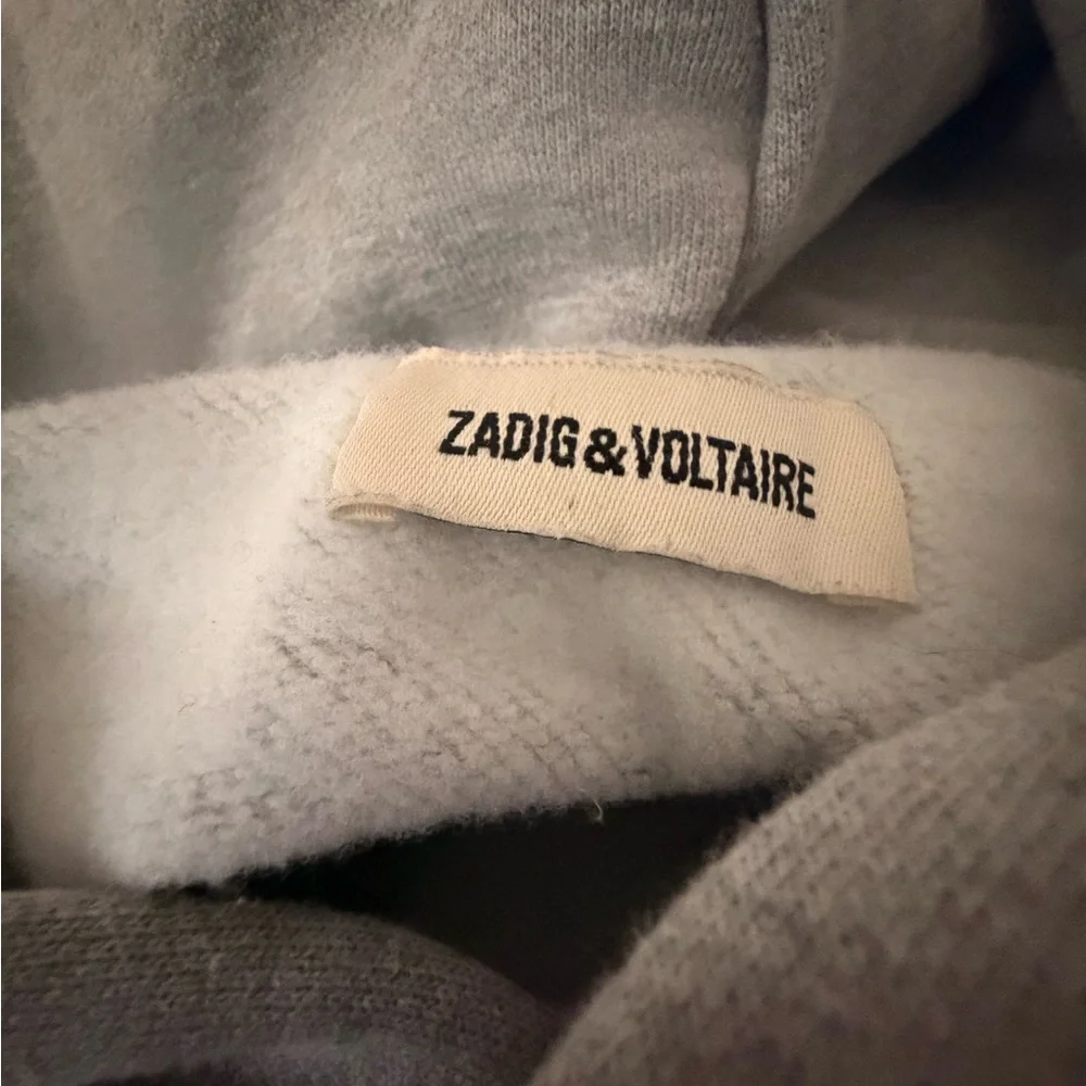 New Zadig & Voltaire Light Gray Graphic Hoodie with Multicolor Lettering - Picture 8 of 13